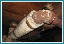 Asbestos Insulation on heat pipes, HouseAbout Home Inspections